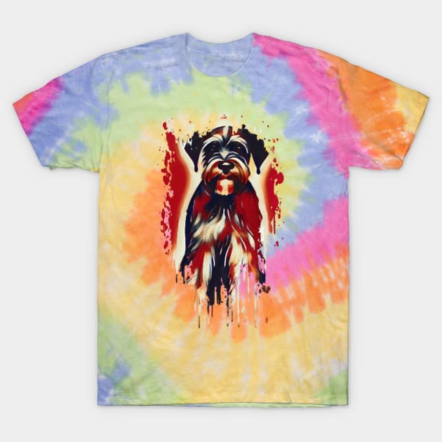 Schnauzer dog Tie Dye art T-Shirt by BostonBulldog